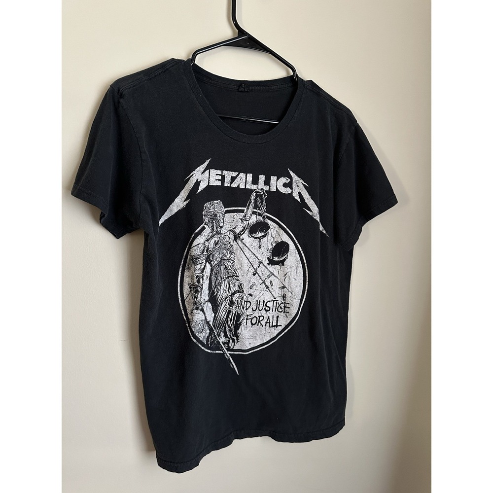 Metallica And Justice For All Graphic T-Shirt Black Short Sleeve Band Tee Small